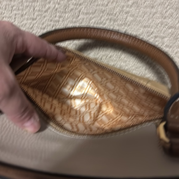 Tignanello block patterned satchel purse, tan, cream and brown in EUC - Picture 5 of 9